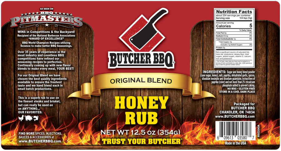 BUTCHER BBQ: Honey Rub – 354g – The Rub Hub