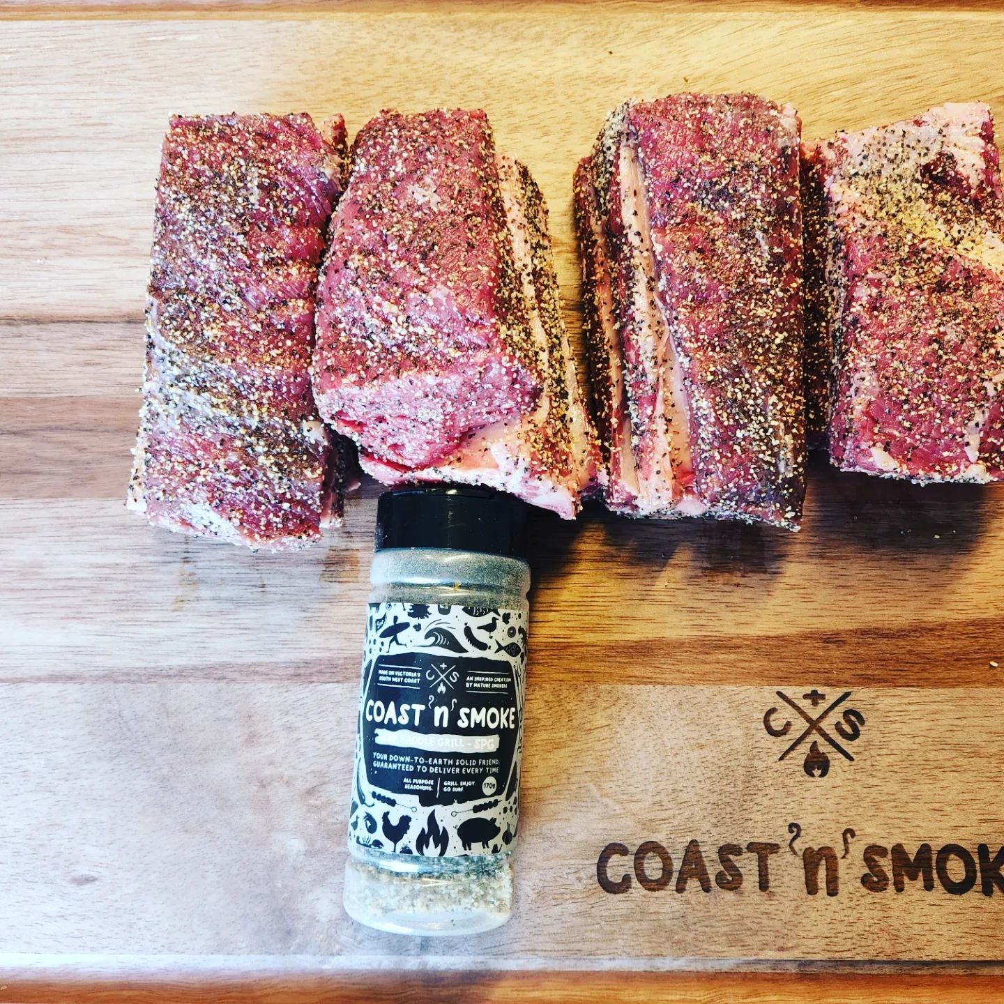 COAST N SMOKE: Surf Paddle Grill (Salt Pepper Garlic SPG) Seasoning Rub – 170g